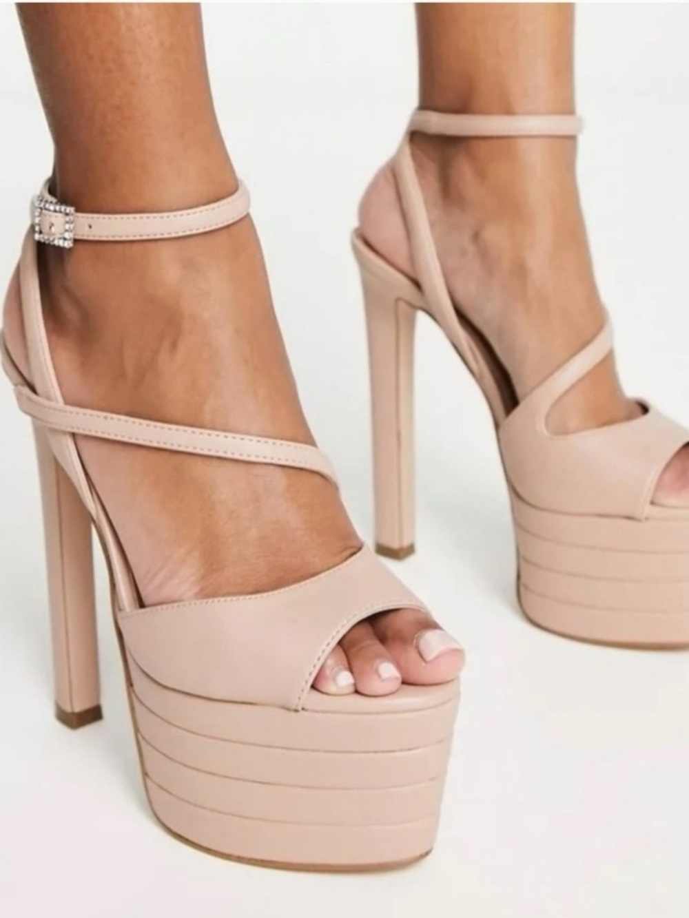 Steve Madden Nude Blush Platform Ankle-Strap Heels